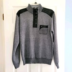 Gray Sweater with Black Shoulder Pads